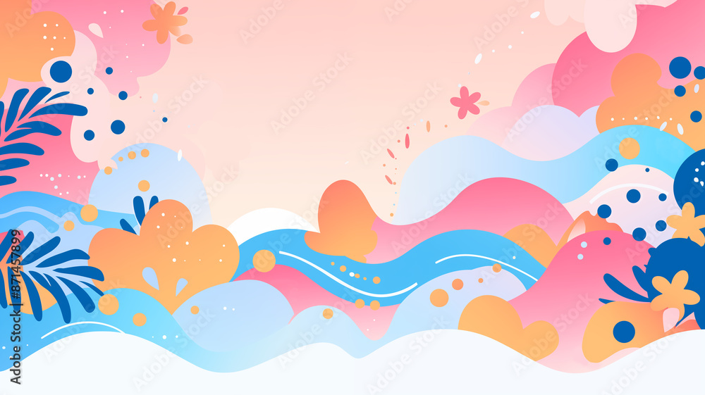 Hand drawn cartoon colorful summer abstract artistic illustration background
Hand drawn cartoon colorful summer abstract artistic illustration background