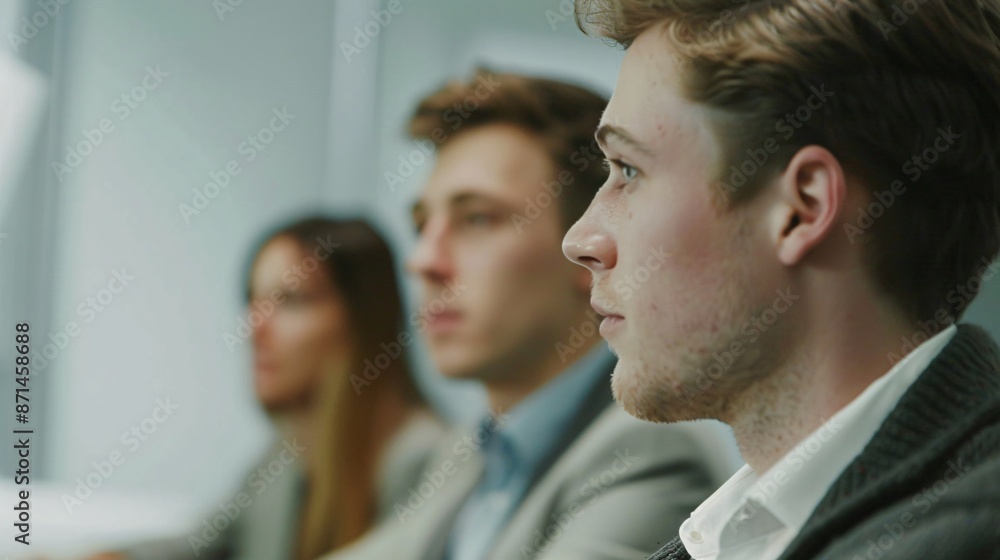 Business Meeting with Financial Presentation in a Modern Conference Room. Professional Setting Featuring Data Analytics Display and Collaborative Environment Business Meeting with Financial Presentation in a Modern Conference Room. Professional Setting Featuring Data Analytics Display and Collaborative Environment
