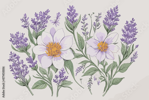 Adobe Illustrator Artwork vector watercolor painting colorful splashes on a white floral background flower leaf bouquet beautiful natural bloom graphic drawing rose pattern abstract painted