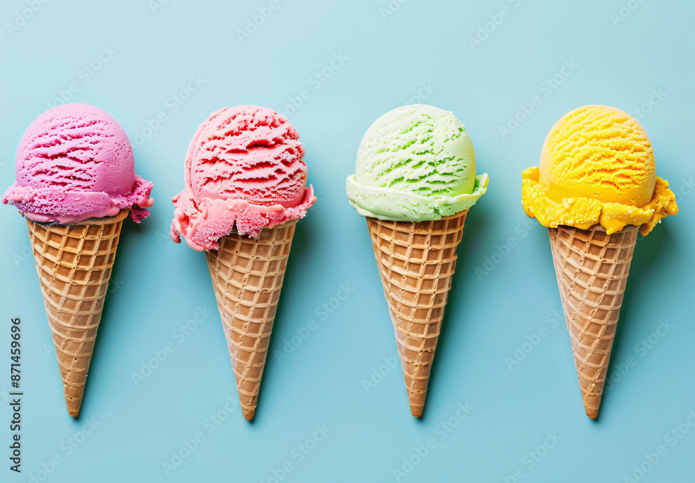 A collection of colorful summer ice creams, perfect for hot days and outdoor picnics. A collection of colorful summer ice creams, perfect for hot days and outdoor picnics.