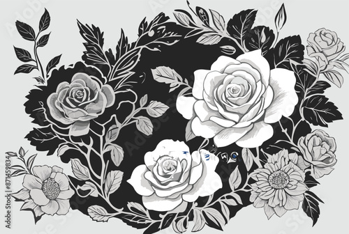 Wallpaper Mural Adobe Illustrator Artwork vector watercolor painting colorful splashes on a white floral background flower leaf bouquet beautiful natural bloom graphic drawing rose pattern abstract painted Torontodigital.ca