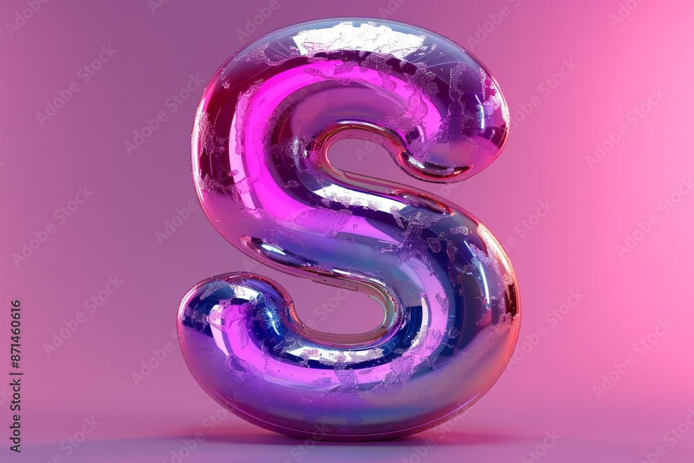 A shiny, futuristic 3D letter S with holographic and metallic elements, designed in a retro-futuristic Y2K style. A shiny, futuristic 3D letter S with holographic and metallic elements, designed in a retro-futuristic Y2K style.