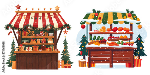 Farmer Market Store Front watercolor vector