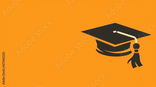 Symbol for receiving a doctorate Orange backdrop Business idea blank area