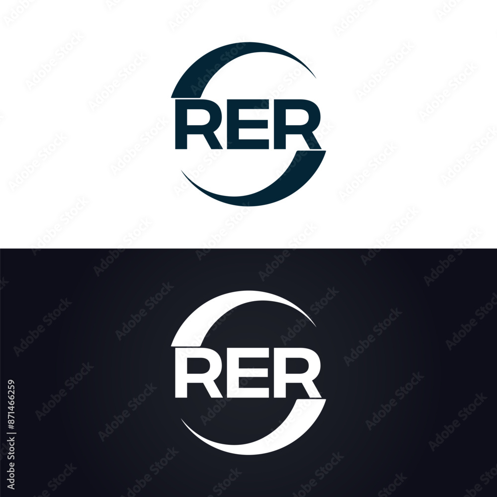 Fototapeta premium RER logo. R E R design. White RER letter. RER, R E R letter logo design. Initial letter RER linked circle uppercase monogram logo. R E R letter logo vector design. top logo, Most Recent, Featured,