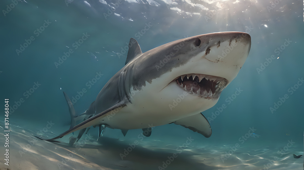 Naklejka premium a shark that is swimming in the water