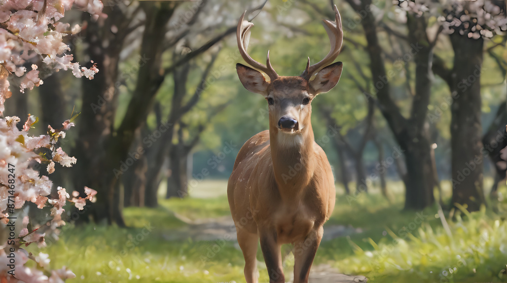 Obraz premium a deer that is standing in the middle of a path