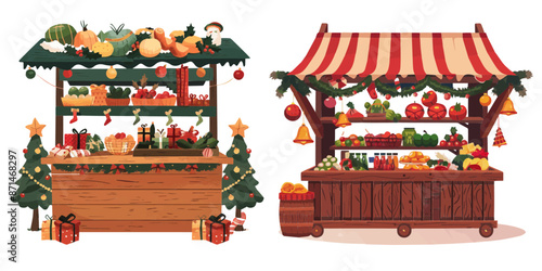 Christmas Farmer Market Store vector