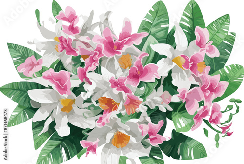 Adobe Illustrator Artwork vector watercolor painting colorful splashes on a white floral background flower leaf bouquet beautiful natural bloom graphic drawing rose pattern abstract painted