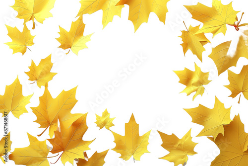 yellow autumn paper leaves isolated on transparent background