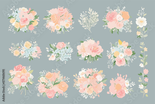 Adobe Illustrator Artwork vector watercolor painting colorful splashes on a white floral background flower leaf bouquet beautiful natural bloom graphic drawing rose pattern abstract painted