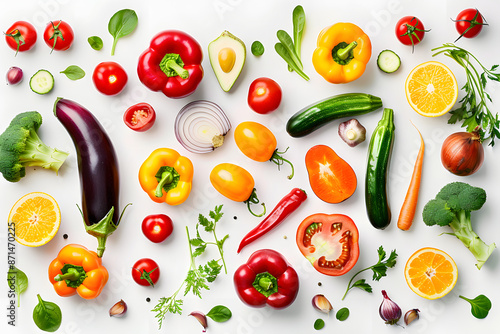 Different vegetables isolate on white background. 