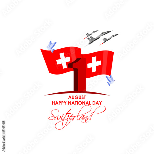 Vector illustration of Swiss National Day social media feed template