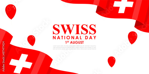 Vector illustration of Swiss National Day social media feed template