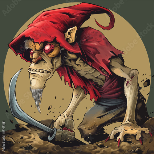 Free vector irish evil goblin called red cap