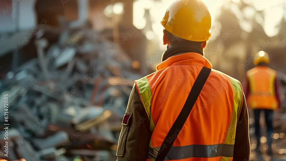Disaster response team providing aid and relief in the aftermath of a natural disaster Disaster response team providing aid and relief in the aftermath of a natural disaster