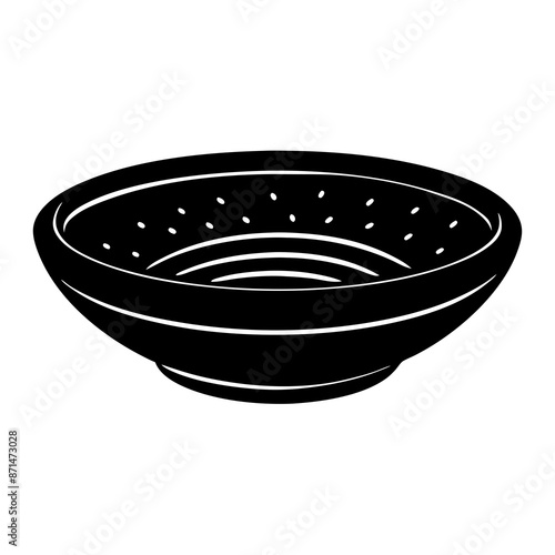 Earthen Bowl Silhouette Vector Art Illustration