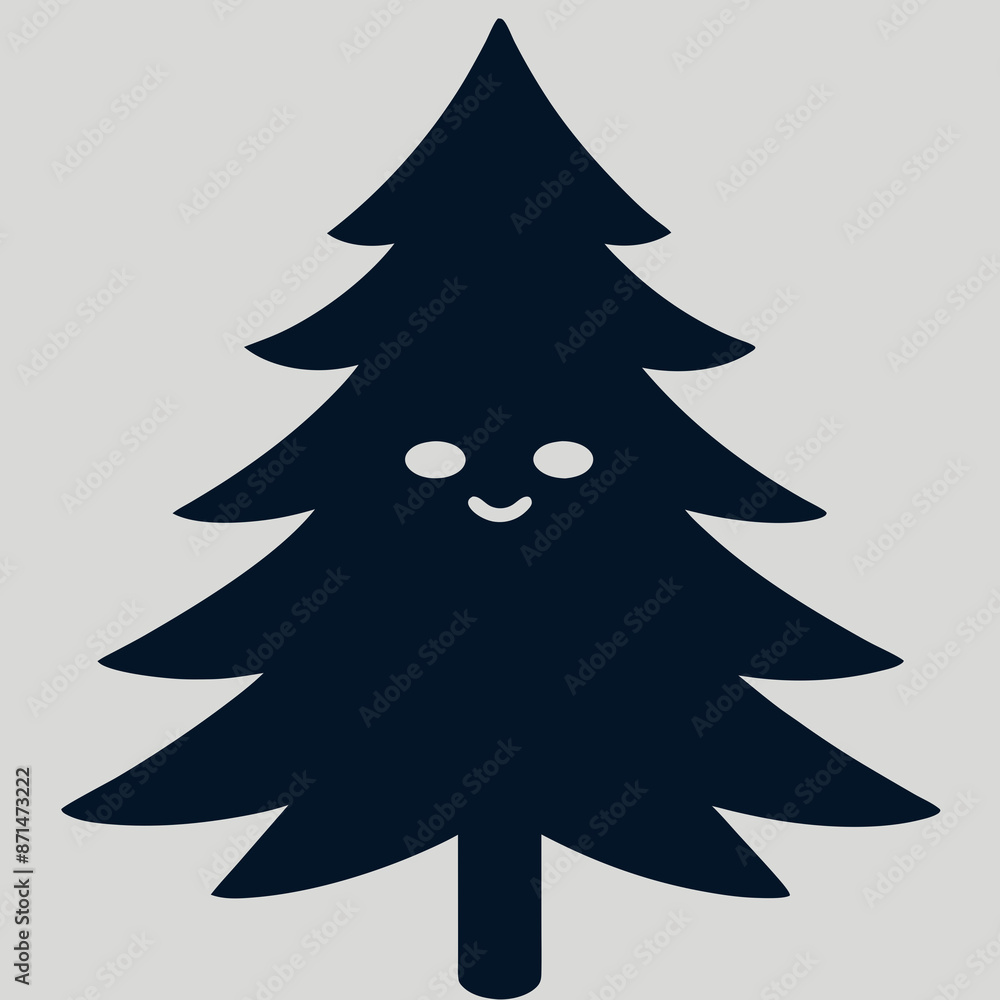 Fototapeta premium Smiling Christmas Tree Silhouette