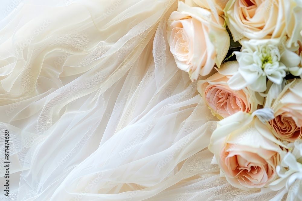 Delicate Roses on White Tulle Delicate Roses on White Tulle