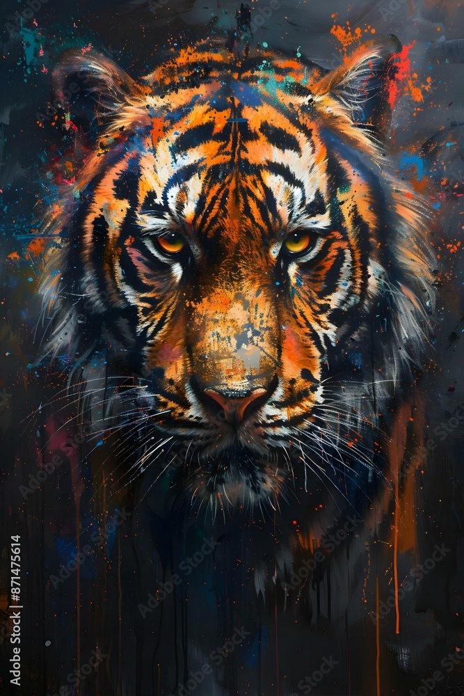 Angry tiger illustration with vibrant colors Angry tiger illustration with vibrant colors
