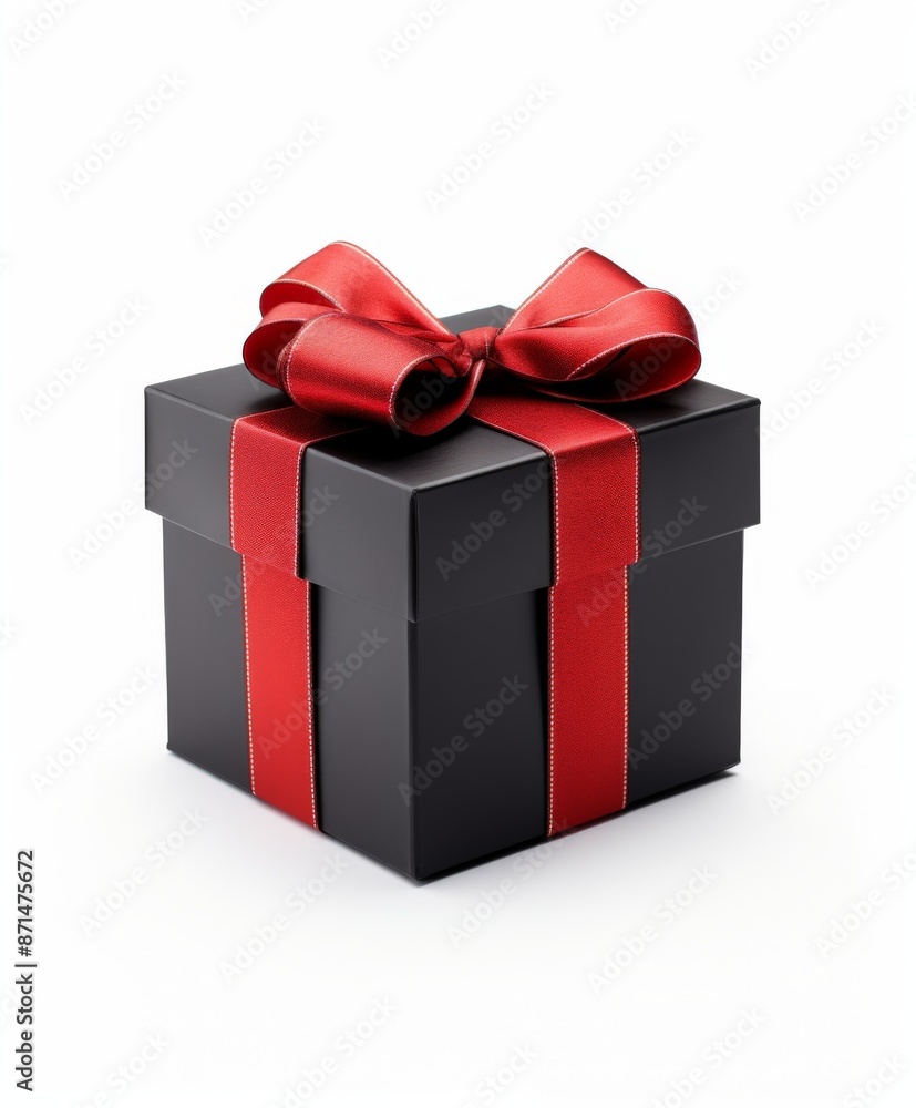 Fototapeta premium black and red gift box isolated on white background