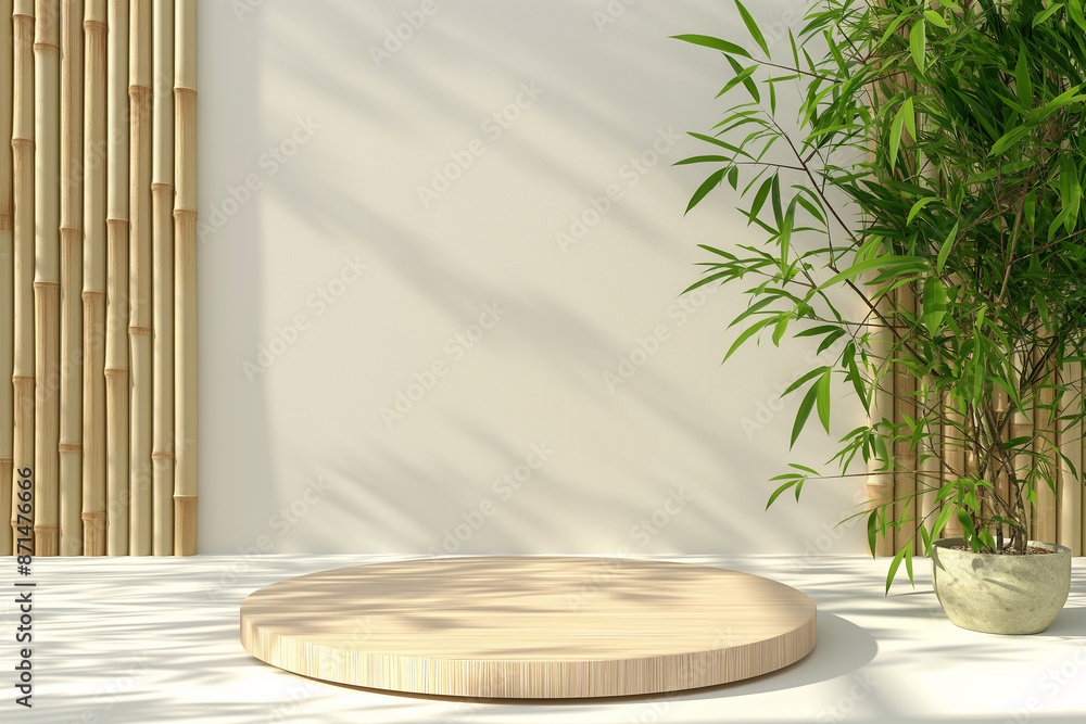 Empty Bamboo Podium in a Natural Setting Empty Bamboo Podium in a Natural Setting