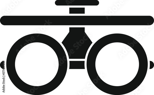 Black icon of a trial frame being used to determine eyeglass prescription
