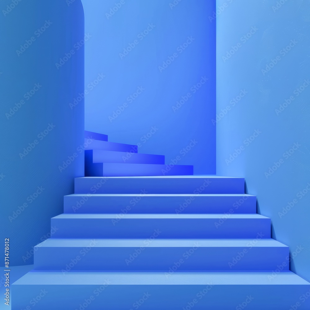3D abstract rendering with blue color stair. Geometric 3D steps background 3D abstract rendering with blue color stair. Geometric 3D steps background
