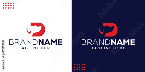 dog logo with D alphabet with negative space, Design Inspiration, Illustration, Vector