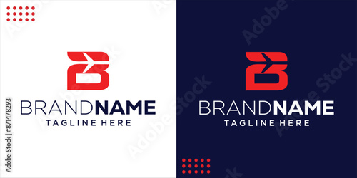 Airplane logo with B alphabet with negative space, Design Inspiration, Illustration, Vector