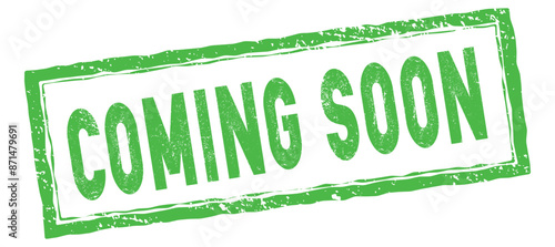 Coming soon square red rubber stamp grunge vintage isolated on white. For icon, logo, label, insigna, seal, tag, sign, seal, symbol, badge, sticker, emblem, banner, etc.