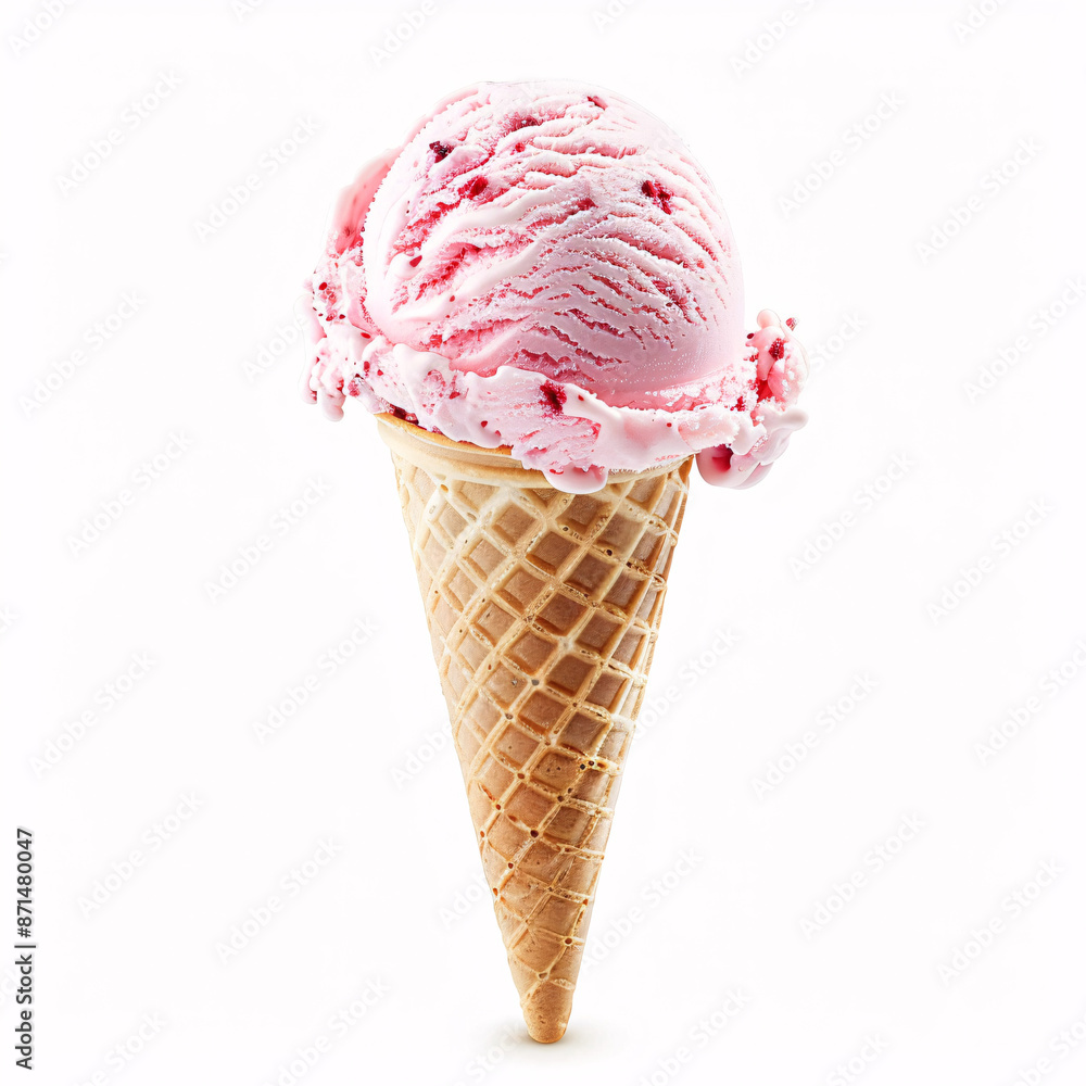 An indulgent, colorful ice-cream cone on a white background, perfect for summer promotions or sweet treat illustrations. An indulgent, colorful ice-cream cone on a white background, perfect for summer promotions or sweet treat illustrations.