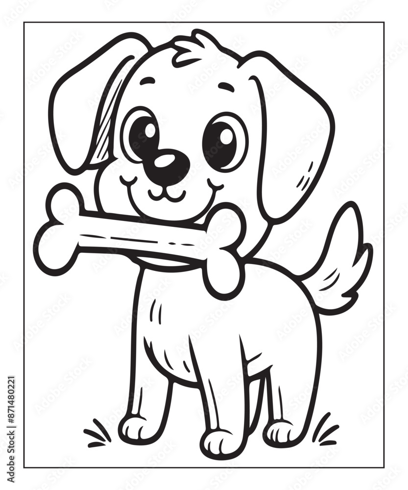Fototapeta premium cute vector puppy coloring page ai generative