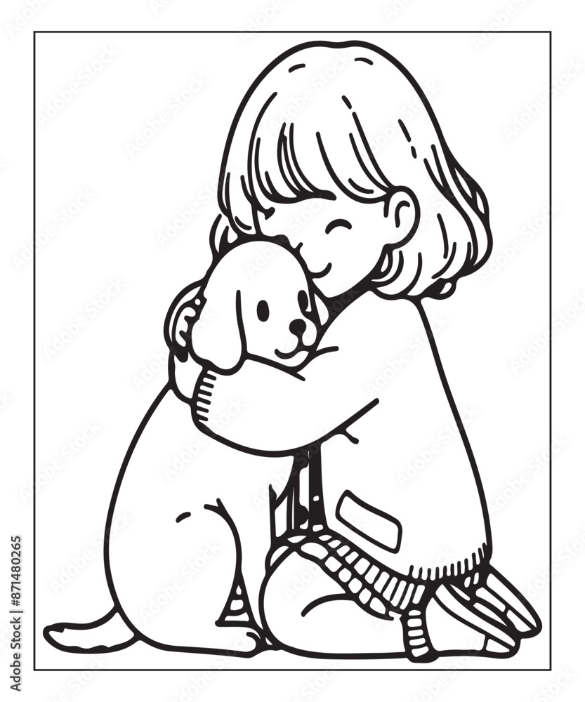 Fototapeta premium cute vector puppy coloring page ai generative