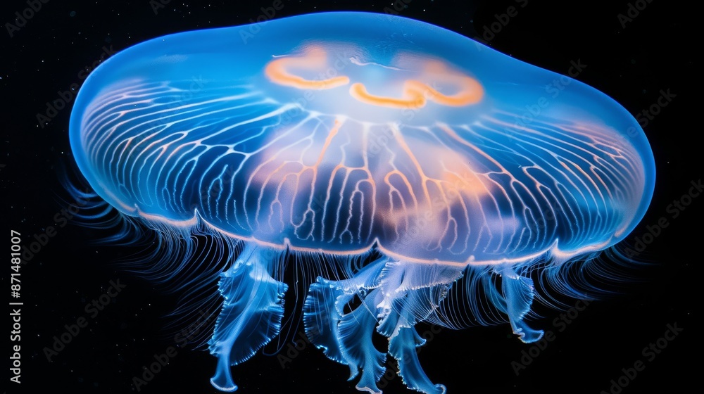 A Single Jellyfish in a Dark Background A Single Jellyfish in a Dark Background