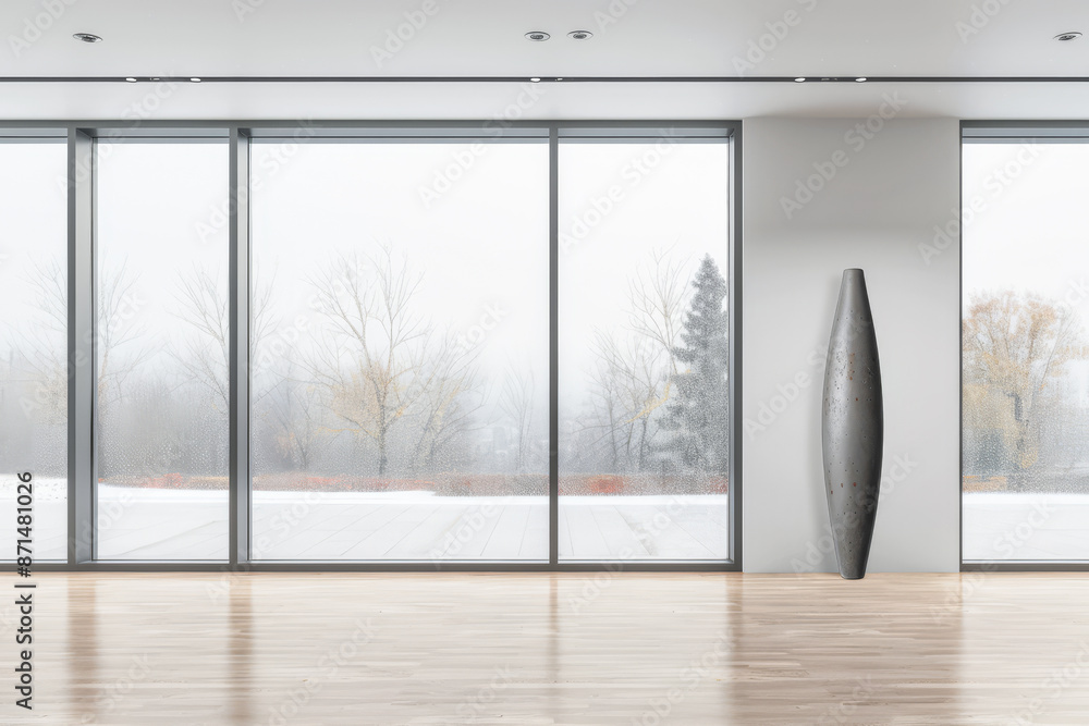 Fototapeta premium Minimalist interiors design apartment composition with minimal arrangements next to a window. Residential interiors in neutral colors.