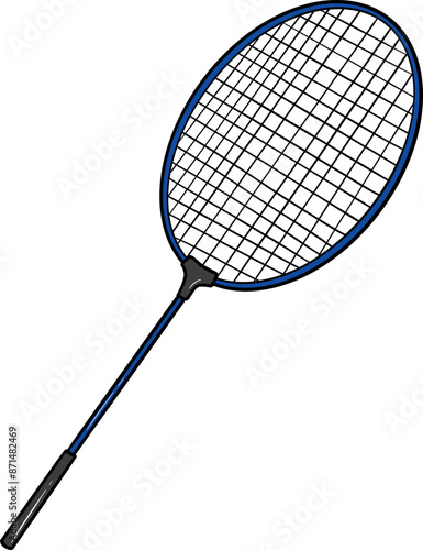 cartoon badminton racket with a black handle