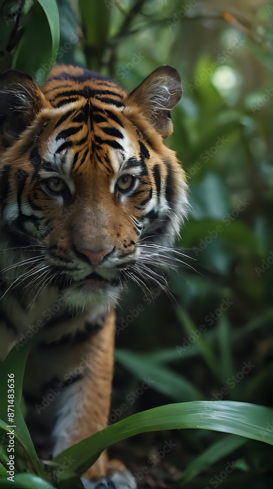 Fototapeta premium a tiger that is walking through the jungle