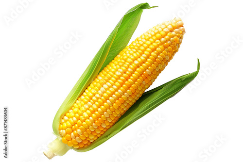 Wallpaper Mural Fresh yellow corn with green leaves isolated on a white background. Torontodigital.ca