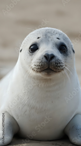 a seal on the beach looking at the camera