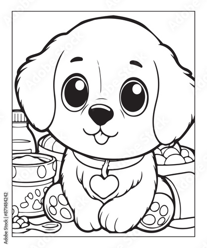 cute vector puppy coloring page ai generative