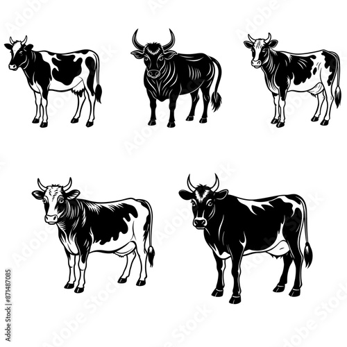 Cow vector set