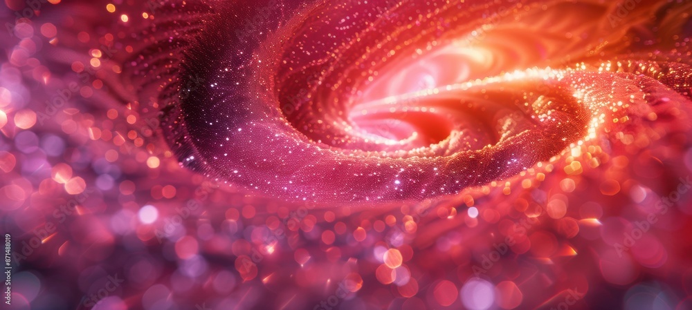 A vibrant abstract spiral in red and pink hues with sparkling highlights, creating a dynamic and mesmerizing visual effect. A vibrant abstract spiral in red and pink hues with sparkling highlights, creating a dynamic and mesmerizing visual effect.