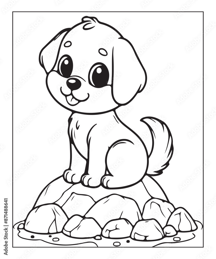 Obraz premium cute vector puppy coloring page ai generative