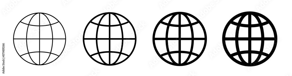 Globe icon set. World icon. Planet Earth, world map in different variations. Globe icon set. World icon. Planet Earth, world map in different variations.
