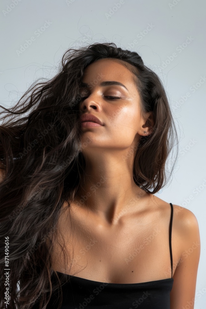 Female Model with Long, Flowing Hair. Skin Care and Hair Cosmetic Concepts. Female Model with Long, Flowing Hair. Skin Care and Hair Cosmetic Concepts.