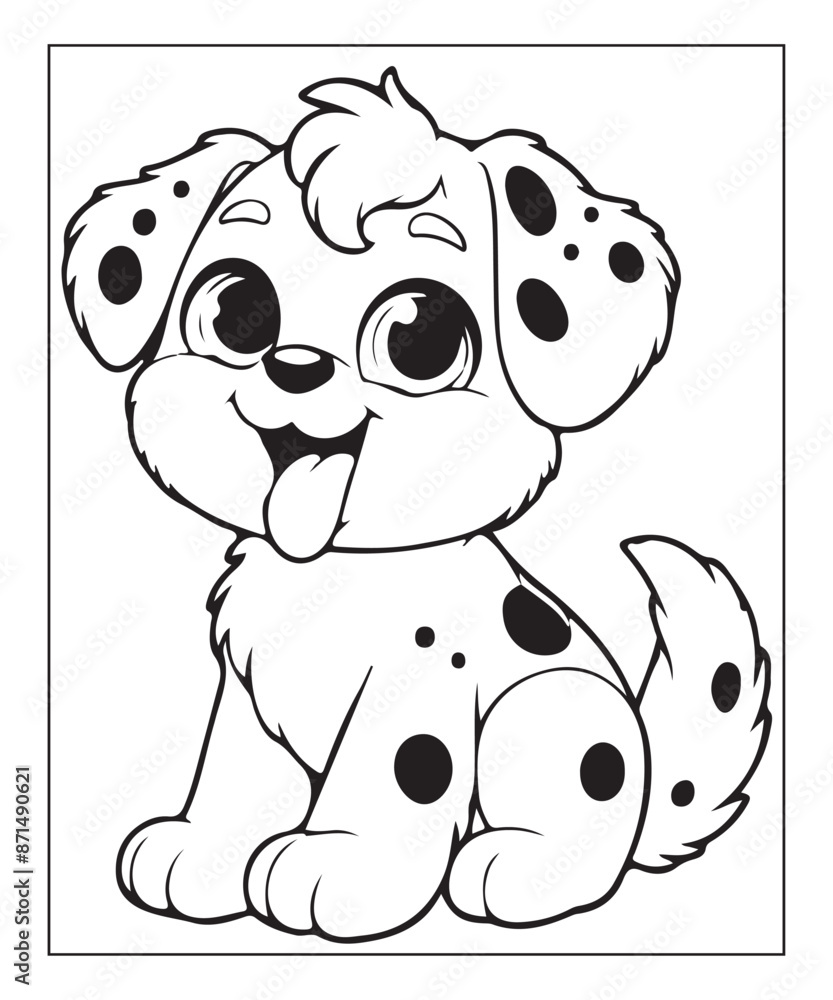 Naklejka premium cute vector puppy coloring page ai generative