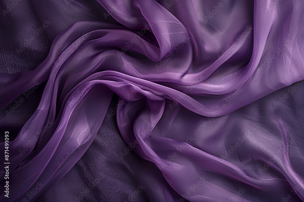 An overhead photograph showcasing a purple fabric draped elegantly, capturing the textured surface and subtle variations in shade and light An overhead photograph showcasing a purple fabric draped elegantly, capturing the textured surface and subtle variations in shade and light