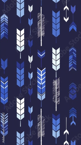 Blue And White Arrow Pattern Wallpaper