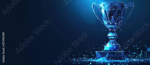 Abstract Blue Trophy Award on Blue Background